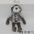 Grid Clothes Brown Plush Monkey Toys for Kids